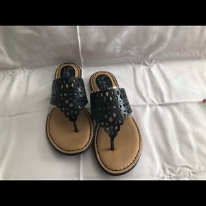 BOC Black Lattice Leather Sandal